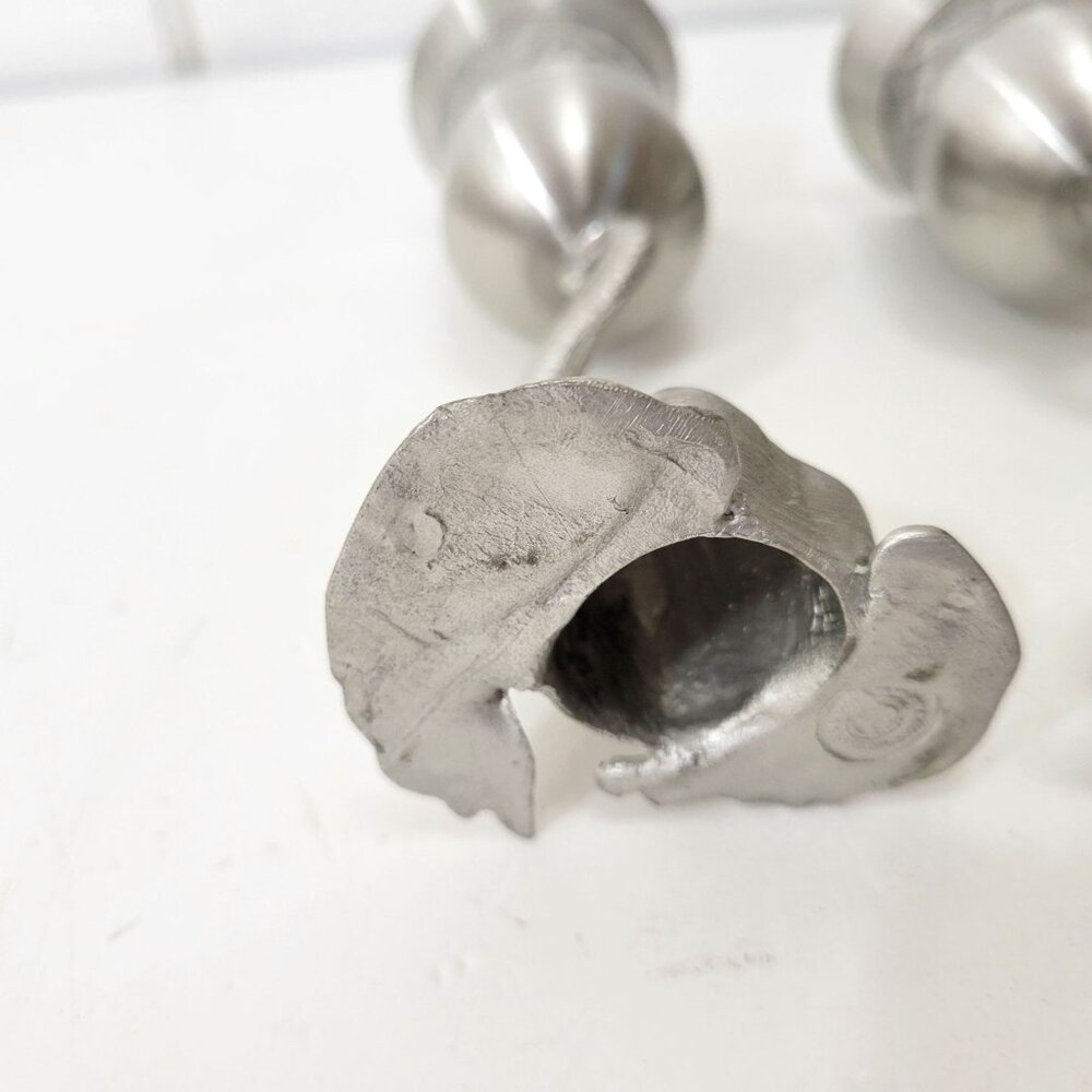 Elephant-Themed Pewter Wine Goblets Pair - Picture 7 of 11